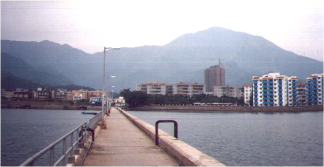 Pier looking towards Shataukok, 1995. HK to the left, China to the right.